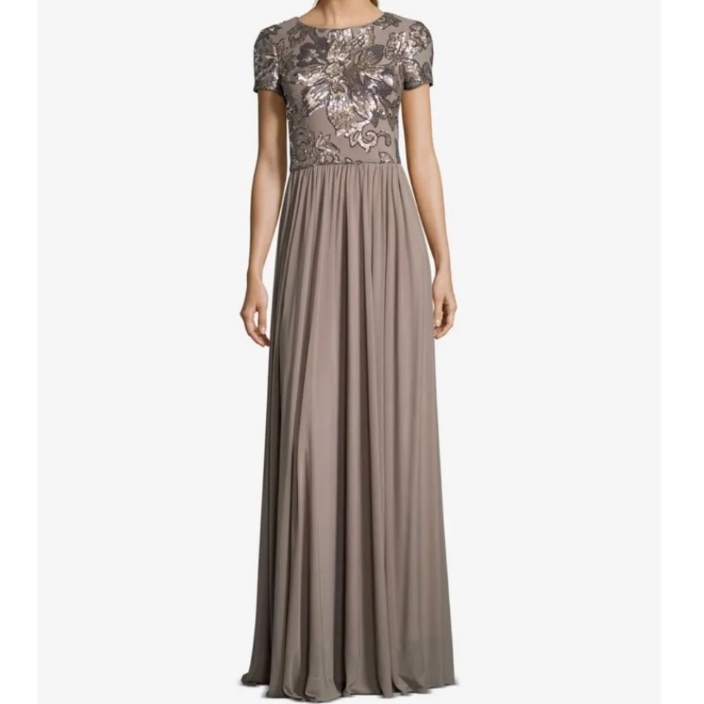 Betsy & Adam sequin dress in taupe